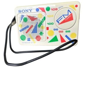 SONY ICF-1 PORTABLE FM RADIO Wristlet - 1987 Vintage 80’s Party Prop Decor
